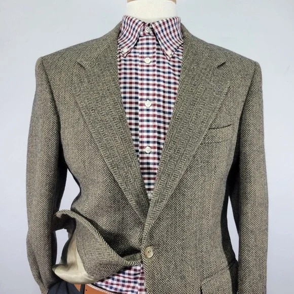 Peterborough Row Men's‎ Sport Coat Blazer Two Button Herringbone Soft Wool 40R
